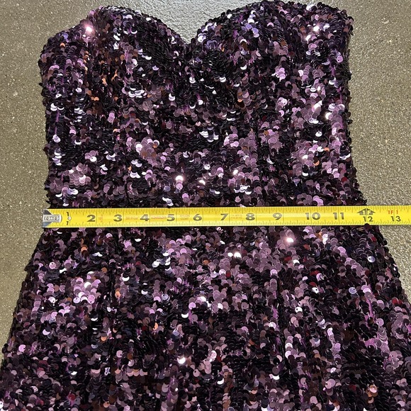 Mori Lee Dress Womens 0 Purple Sequin Strapless Sweetheart Mini‎ Party Cocktail - Picture 5 of 7